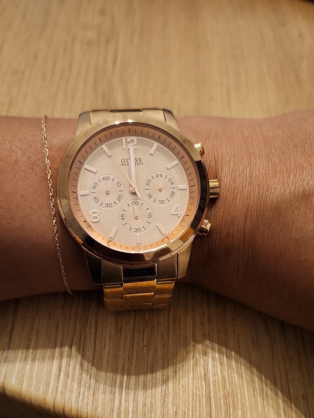 GUESS Rose Gold Metal Bracelet Chronograph Watch- Good Condition